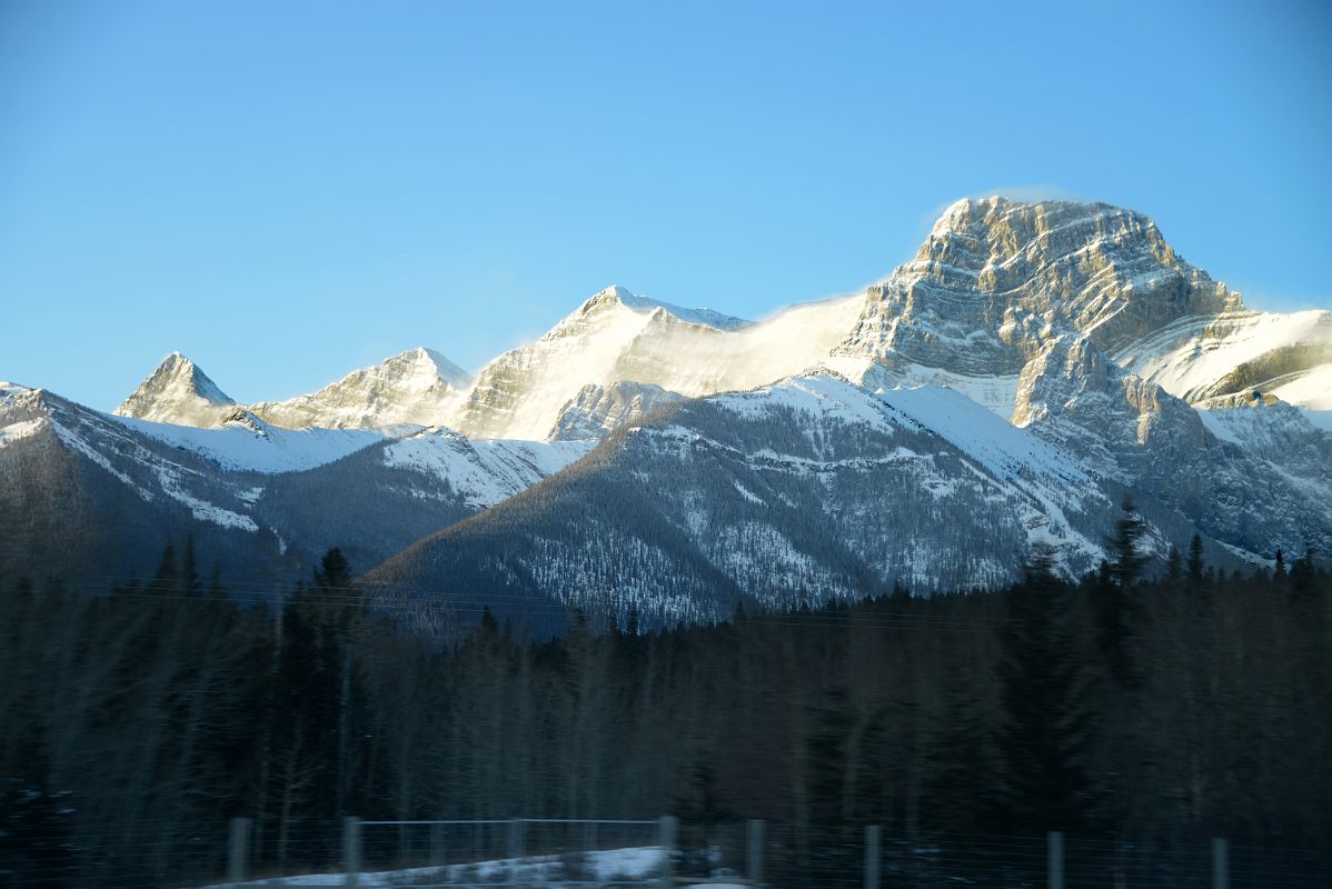 17B Wind Mountain, Mount Lougheed From Trans Canada Highway Early Morning At Canmore On The Way To Banff